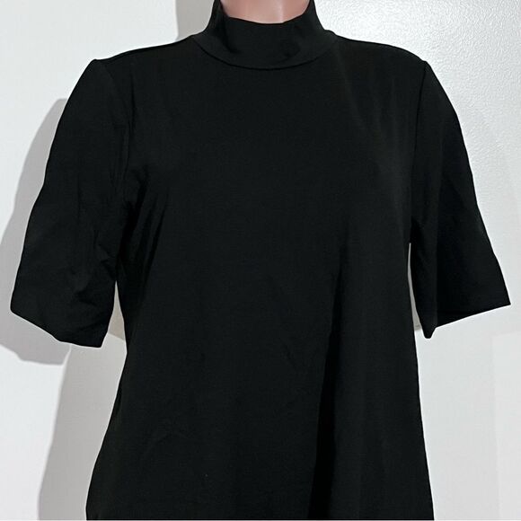 Susan Graver Every Day Petite Supreme Knit Elbow Sleeve Mock Neck Dress - Picture 5 of 7